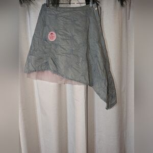 Cotton Asymmetrical Hem Quilted And Tulle Skirt